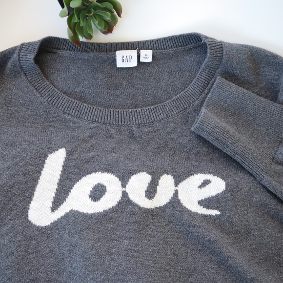 GAP Sweaters - GAP Women's "Love" Sweater in Grey Size XL